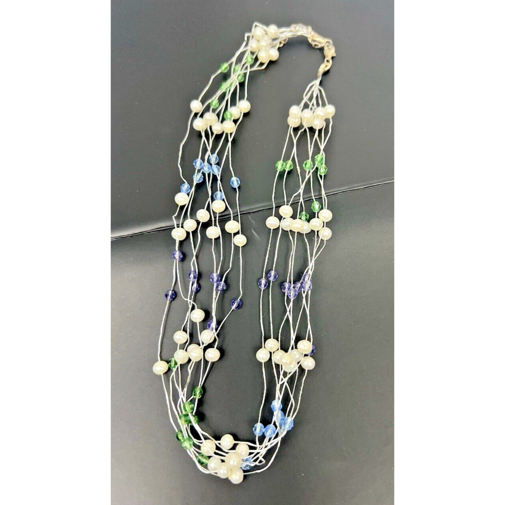 Lenox‎ Faux Pearl cluster necklace 16"